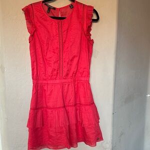 Scotch & Soda Coral Pink Ruffle Tiered Mini Dress